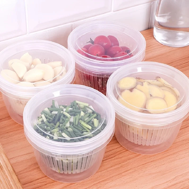 1 scallion box, refrigerator preservation box, scallion, ginger, garlic drainage storage box, vegetable preservation box Qme