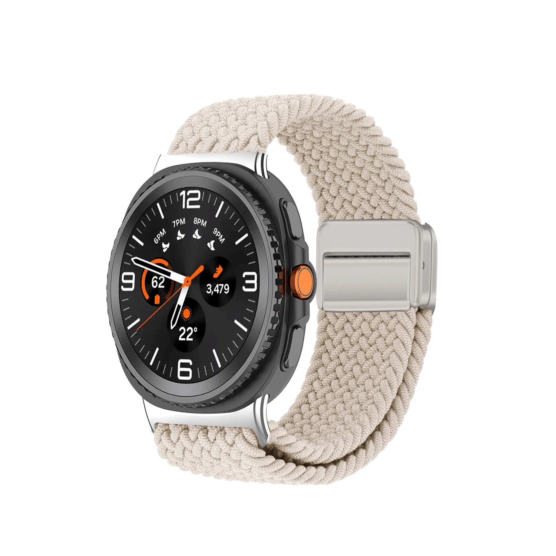 B Built-in Magnetic Nylon Braided Watch Strap For Samsung Galaxy Watch 8 Watch 9, Adjustable Breathable Sports Replacement Band Qme Starlight Samsung watch9 8