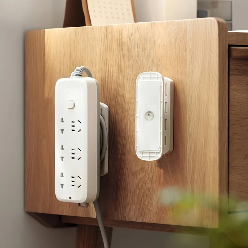 1pc Plug-in Holder, Wall Mounted Hole-Free Socket Router Row Holder, Household Plug-in Board Storage Organizer Qme