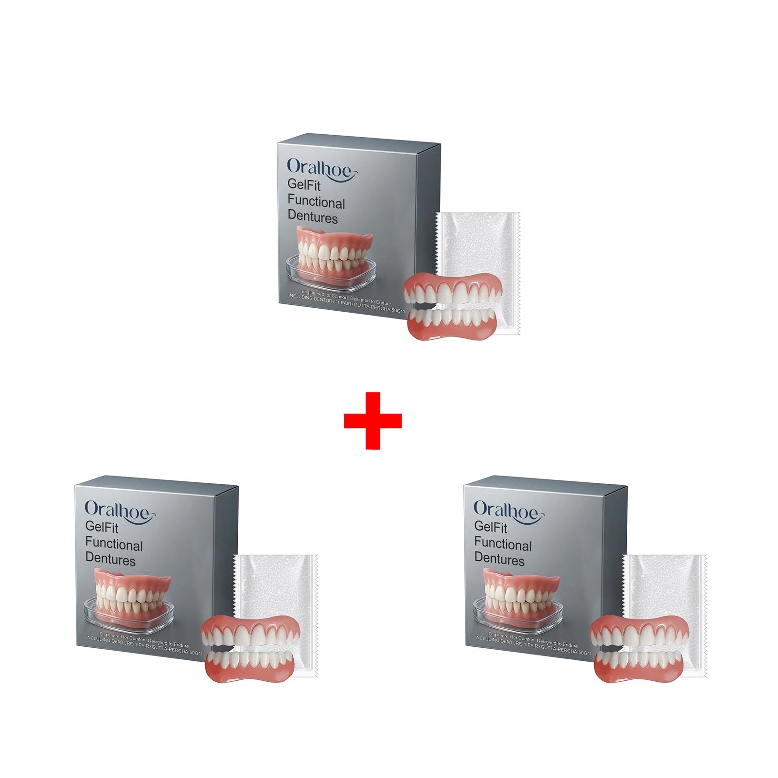 Oralhoe Dentures False Teeth Natural Color Temporary Tooth Caps for Broken Teeth Cover Silicone Teeth Denture DIY Denture Kit Qme 3 Sets