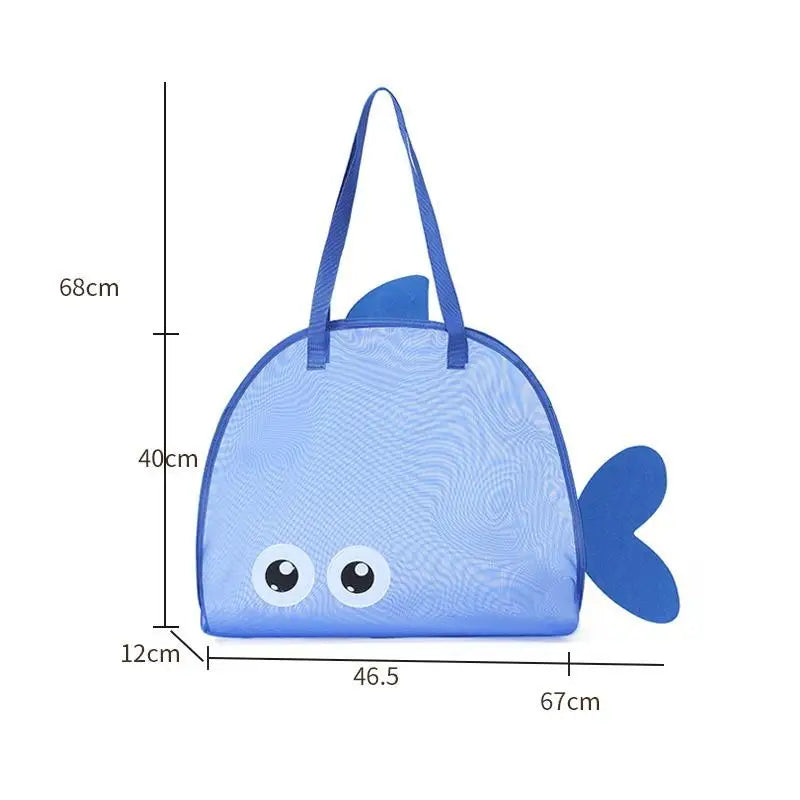 Cute Large Capacity Storage Bag Portable Foldable Mesh Sand Digging Toy Organizer Pouch For Beach Travel Outdoor Sports Qme Blue