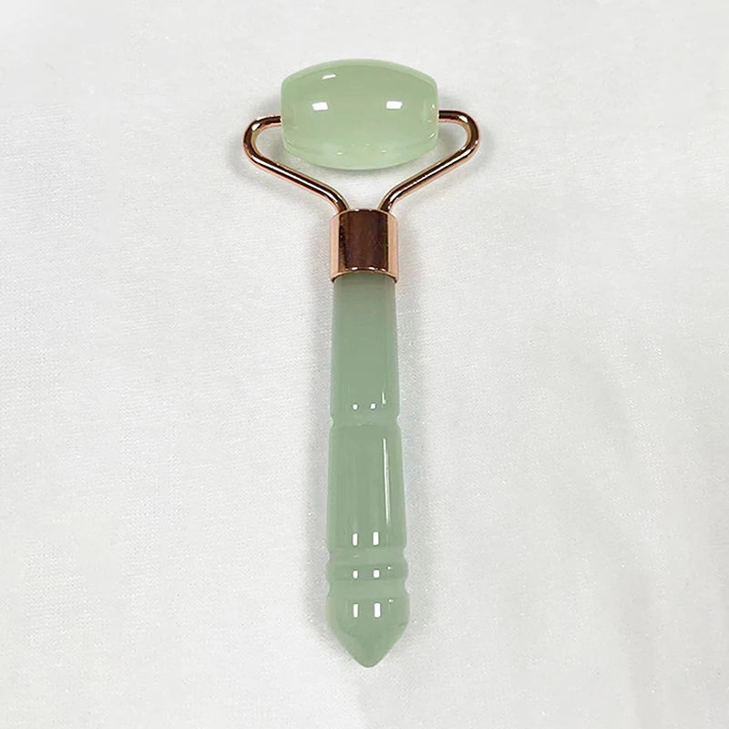 Single Headed Massage Gua Sha Jade Facial Roller Face Lift Up Skin Qme Light green