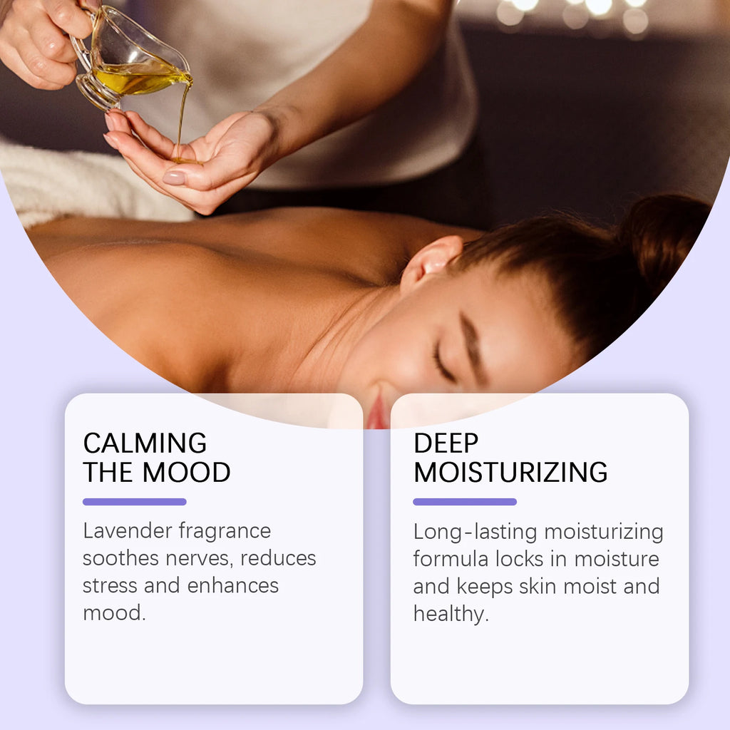 Lavender Essential Oil Moisturizing Body Skin Smoothing Soft Stress Relief Muscle Sore Help Sleep Spa Relaxing Massage Oil Qme