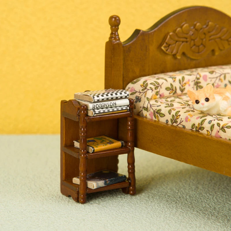 1 12 Dollhouse Miniature Bedside Stand Storage Rack Nightstand Qme