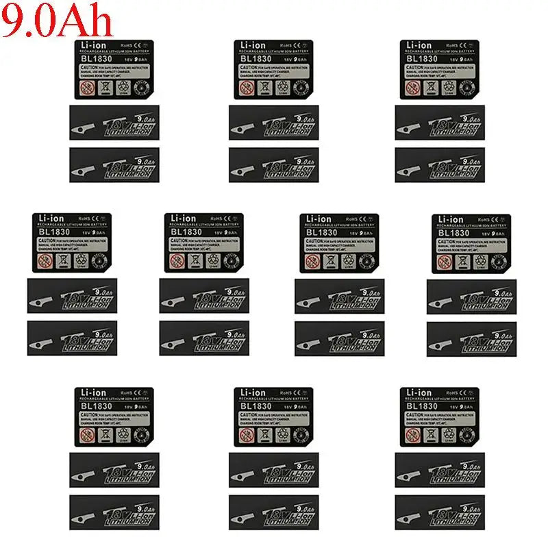 18V 3Ah 4Ah 5Ah 6Ah 9Ah BL1830 Li-ion Battery Label Stickers Capacity Qme 9.0Ah