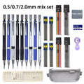 0.5/0.7/2.0mm Mechanical Pencil Set Lead Refills Kneadable Eraser Ruler Sharpener Sketch Drawing Artist Stationery Kit Qme 0.5-0.7-2.0mm mix