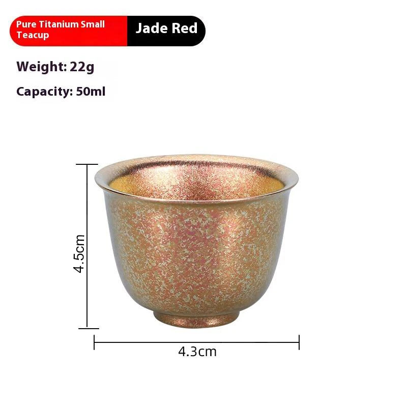 Pure Titanium Small Tea Cup Coffee Outdoor Portable Camping Tableware Qme 1 Light Red