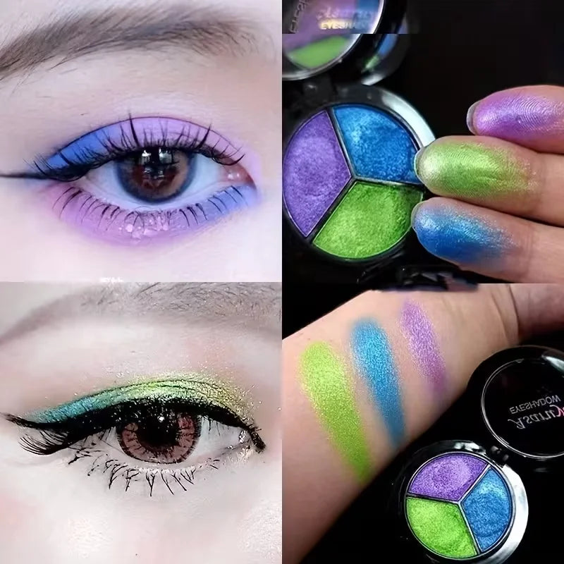 3 Colors Pearlescent Eyeshadow Palette Creamy Mousse Texture Earth Qme