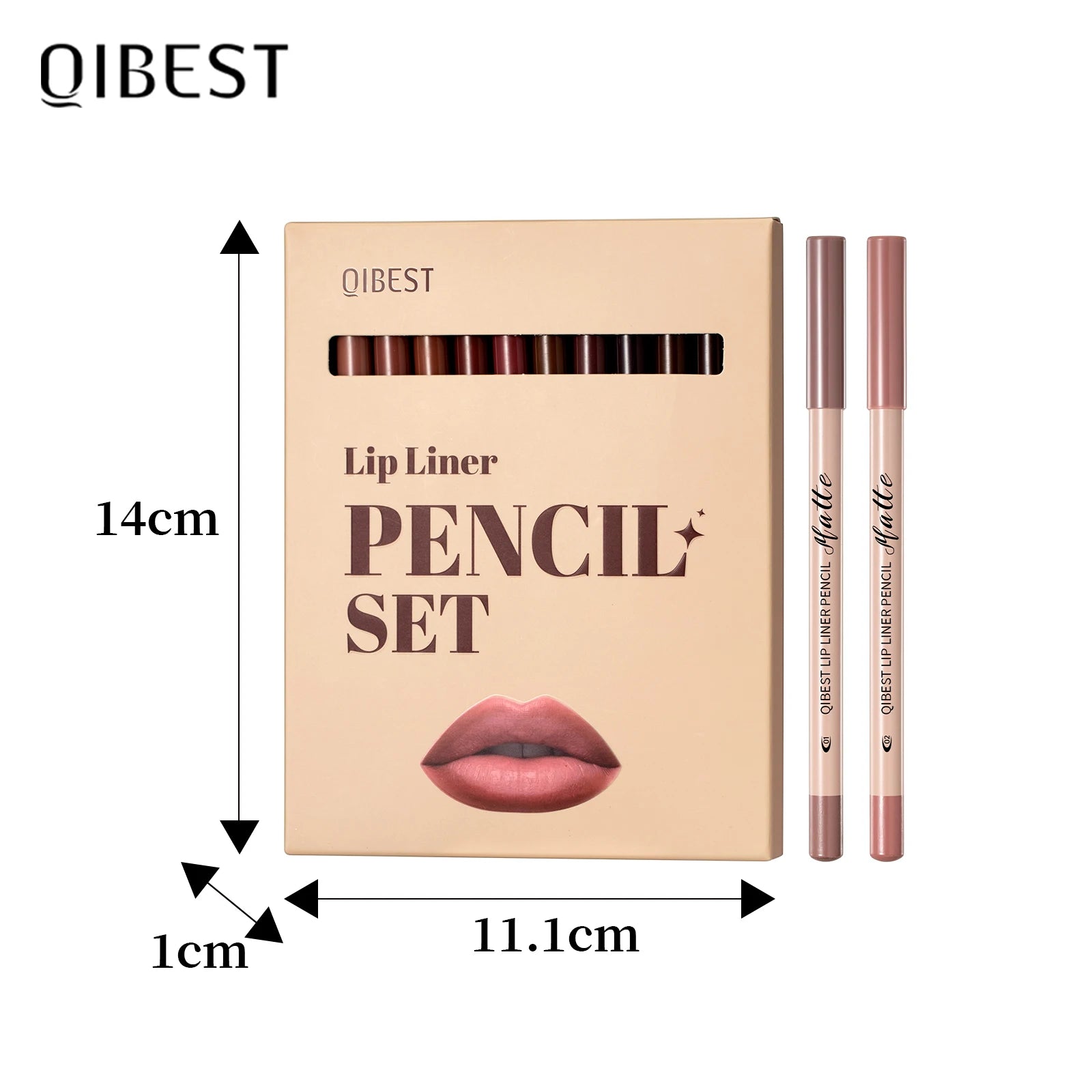 QIBEST 12 Colors Matte Lipstick Lipliner Pen Makeup Sets Waterproof Lasting Lip Liner Pencil Contour Lipstick Pen Lip Cosmetics Qme