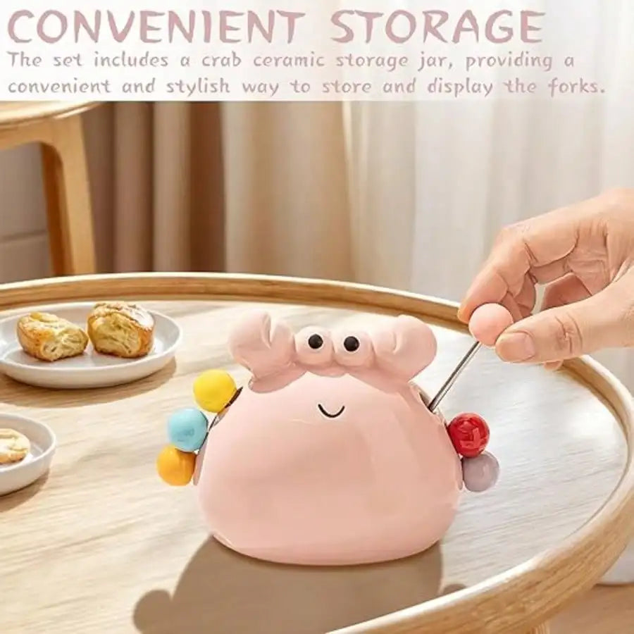 Crab Fruit Fork Dessert Salad Food Grade Stainless Steel Skewer Cute Qme