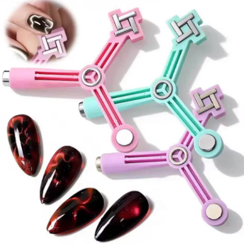 4 IN 1 Triangle Cat Eye Magnet Stick Strong Magnetic Nail Art Tool for Gel Polish Beginner Friendly Nail Design Qme