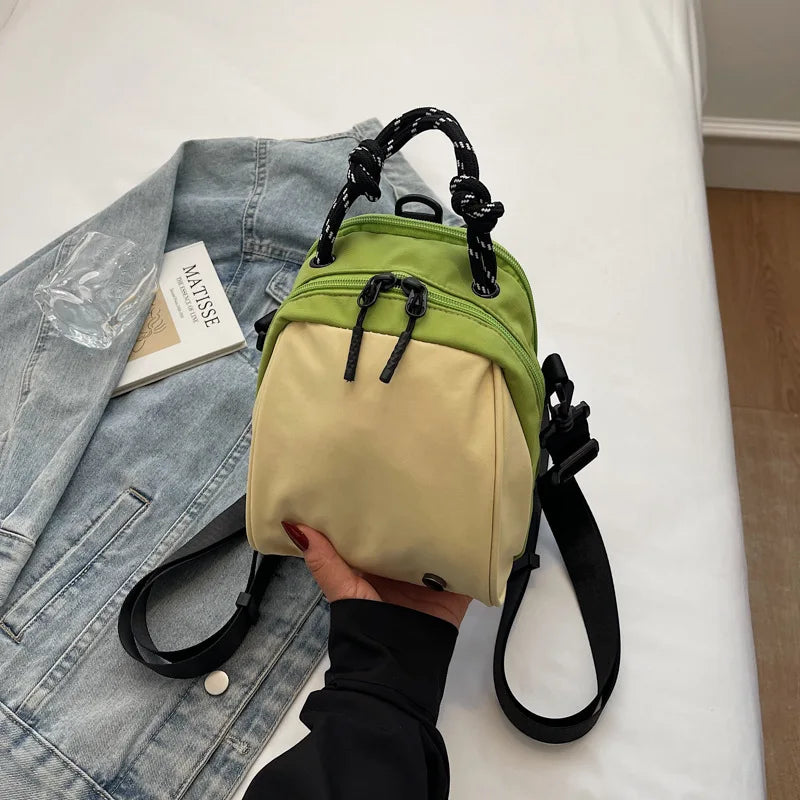 Mini Crossbody Block Shoulder Bag Shell Multi-compartment Contrast Qme green Mini(Max Length<20cm)