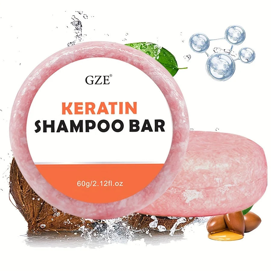 Keratin Shampoo Bar Soap - Salon Thickening for Dry, Damaged, Curly, Frizzy, Straight or Color Treated Hair - Anti Frizz Formula Qme
