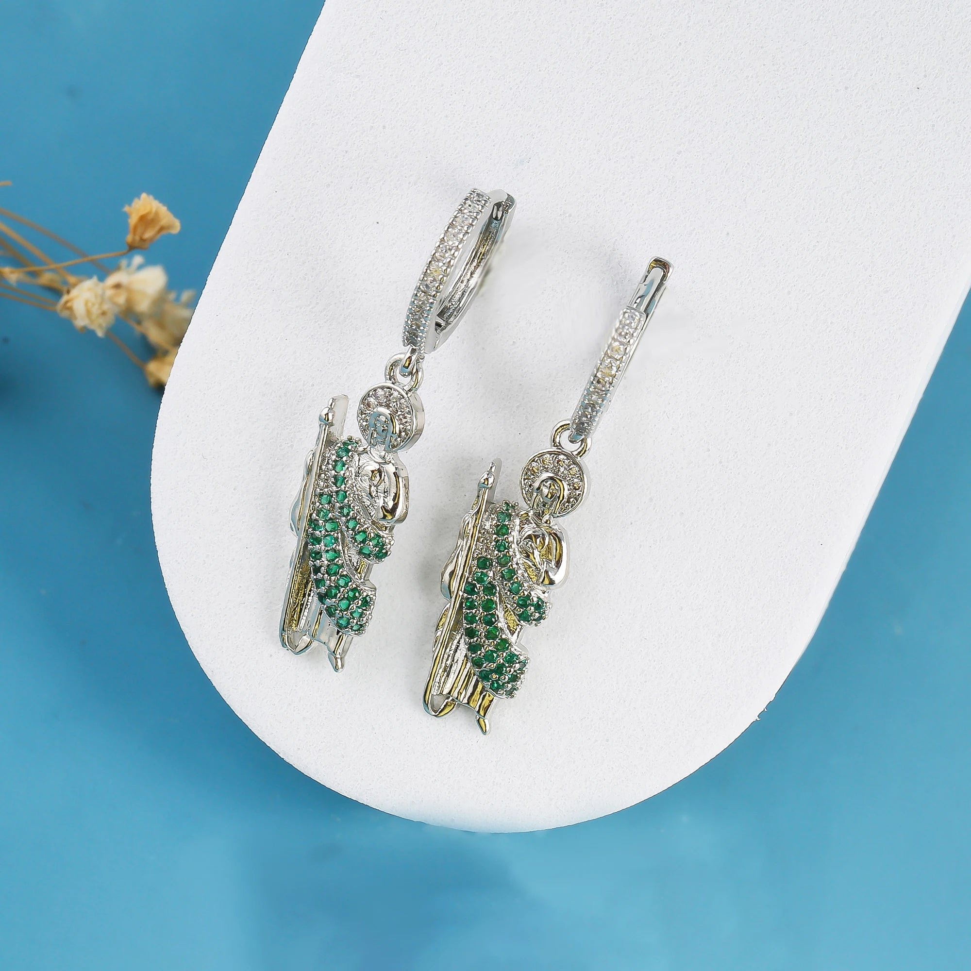 High Quality Shiny Zirconia St. Jude Drop Earrings New Fashion for Women Girls Religious Jewelry Birthday Gift Accessories Qme Earrings 2