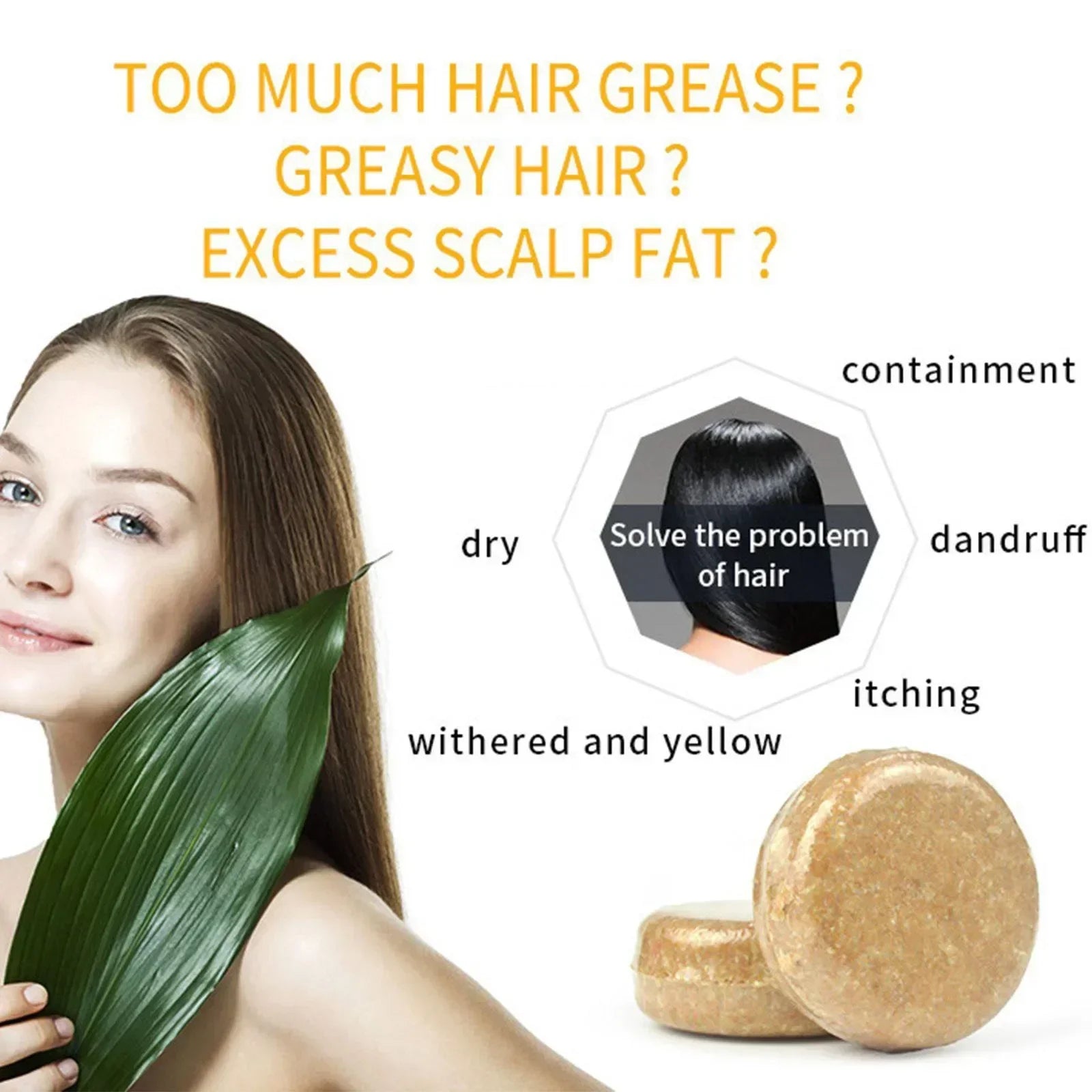 Ginger Polygonum Soap Shampoo Cold Processed Hair Bar Pure Plant Qme