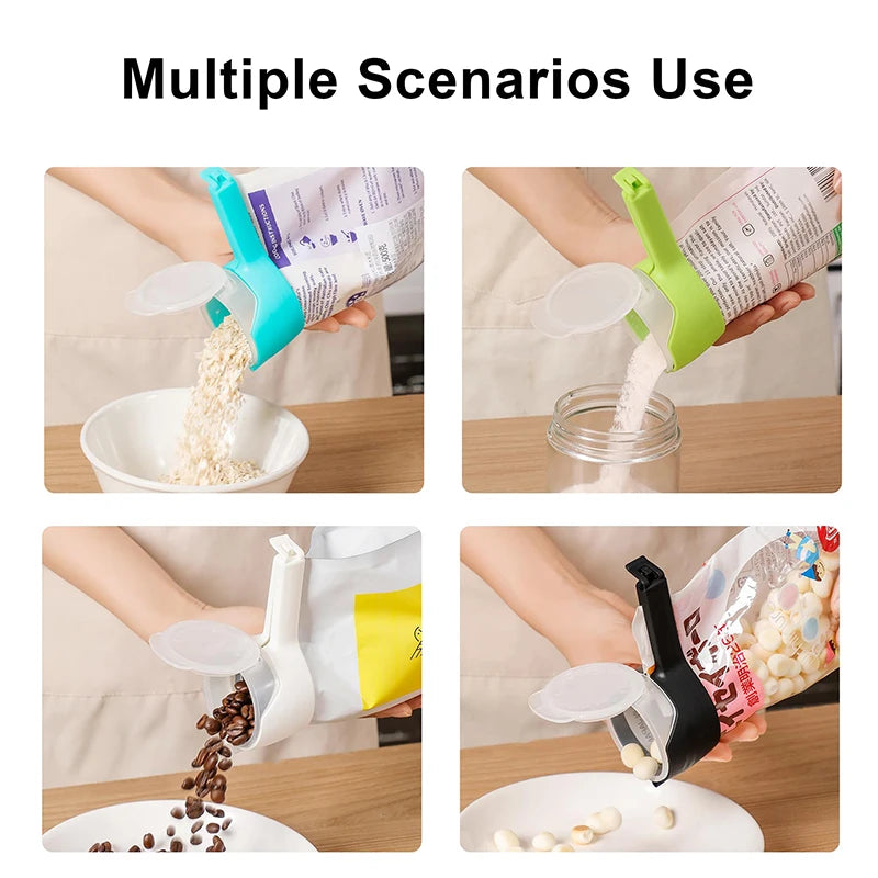 Pet Food Easy Pour Bag Clips Spout Durable Plastic Sealing Snacks Qme