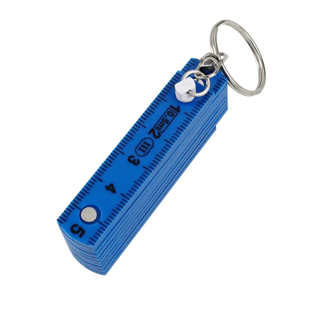 1Pcs 0.5 Meter Folding Ruler Keychain Plastic High Precision Portable Folding Ruler For Woodworking Bricklaying Measuring Tool Qme Blue