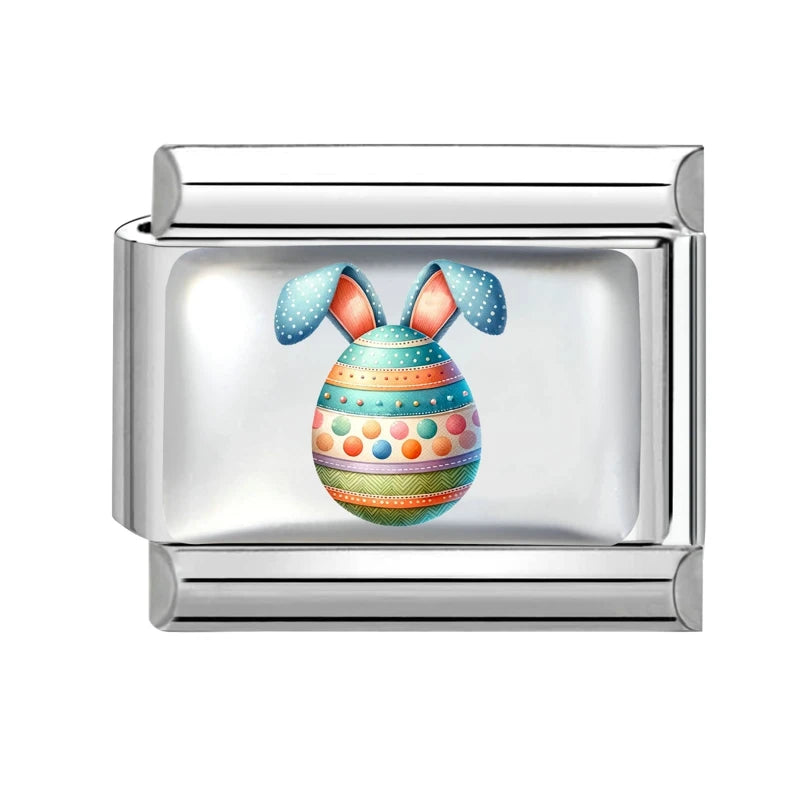 Spring Fashion Colorful Eggs Rabbit Tulip Easter Italian Link Fit