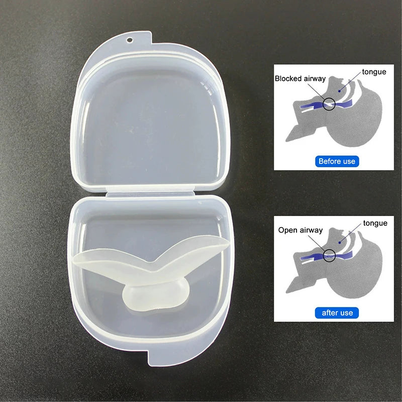 Medical Silicone Sleep Guard Tongue Anti Snoring Mouthpiece Device Qme