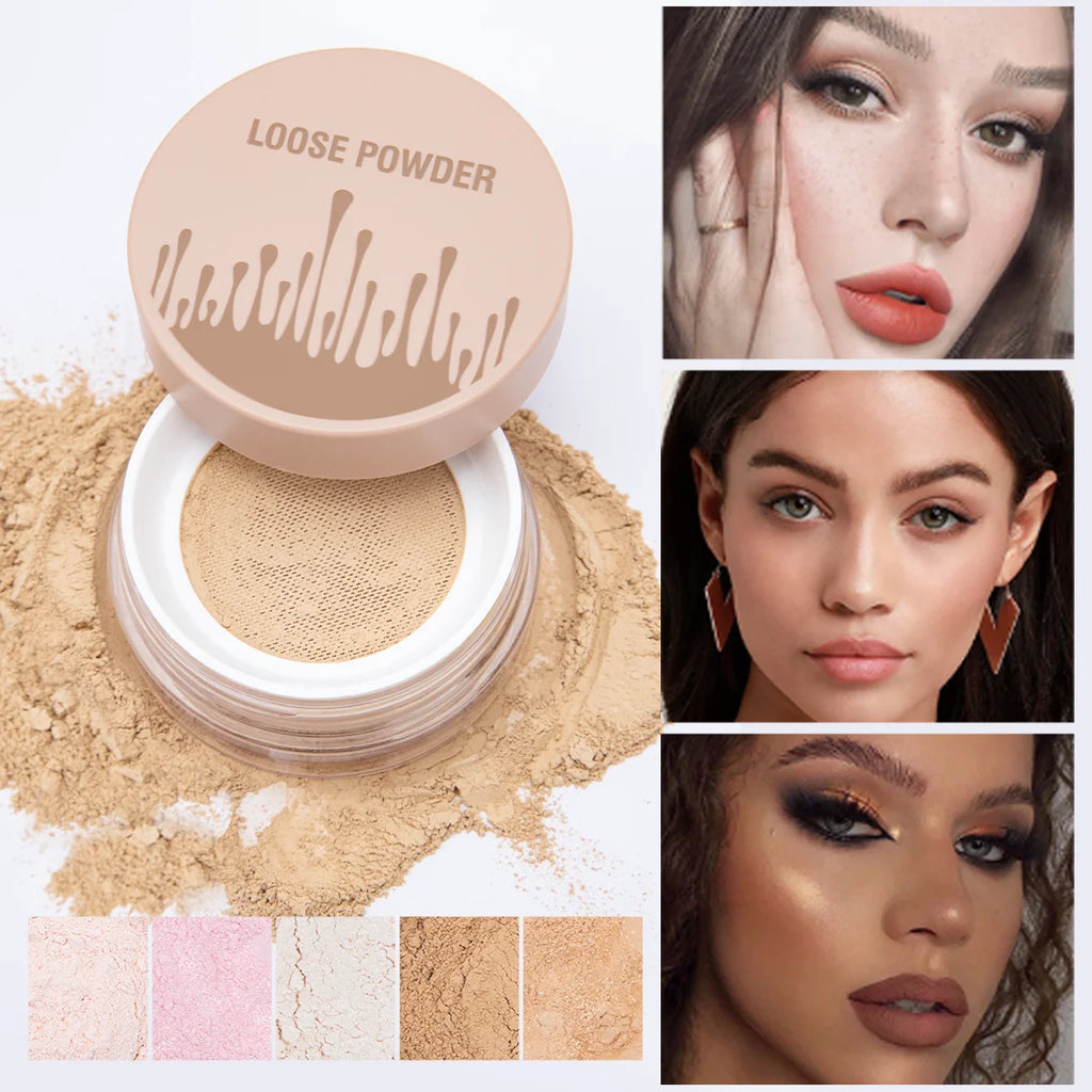 5 Colors Loose Powder Can Reduce Pores and Fine Lines, With a Long-lasting Matte Effect and Natural Facial Makeup Powder Qme