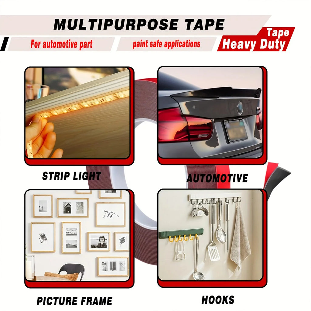 Super Strong Double-Sided Adhesive Foam Tape for Car Mounting And Fixing - Permanent Durable Pad Special Tape Qme