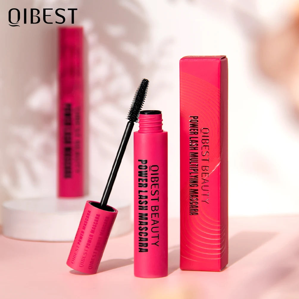 QIBEST New Silk Fiber Black Mascara Waterproof Long Lasting Extension Eyelashes Lengthening Curling Mascara Black Eyelash Makeup Qme Mascara4 China Mainland