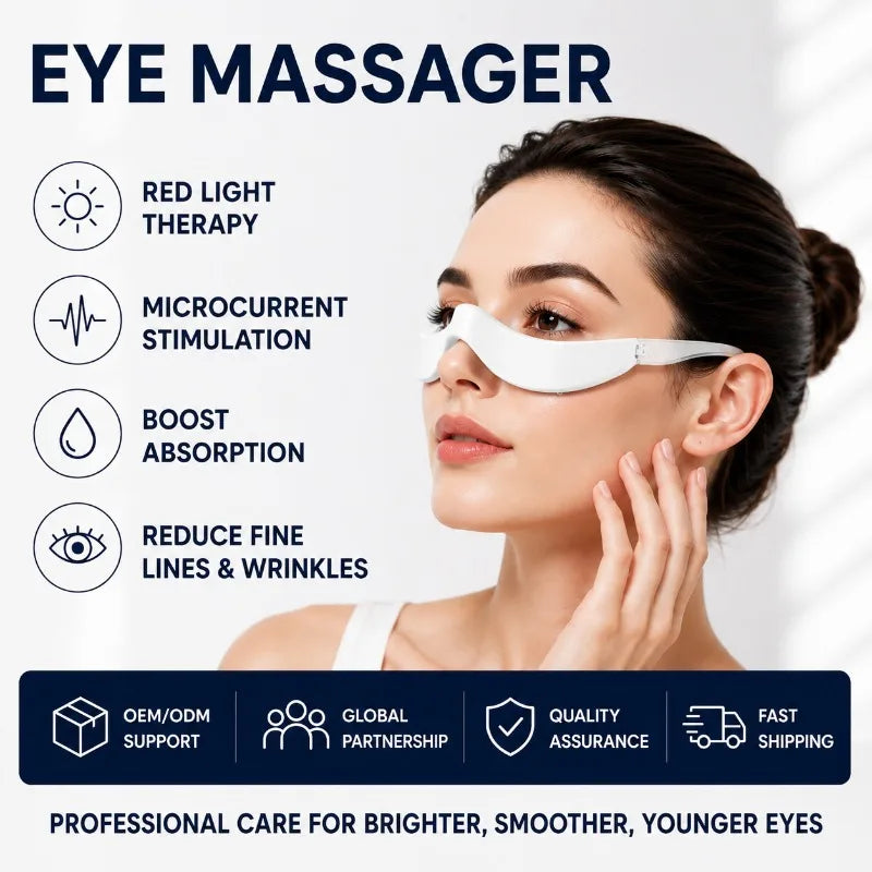 Red Light Microcurrent Eye Massager Target Dark Circles Puffiness Qme
