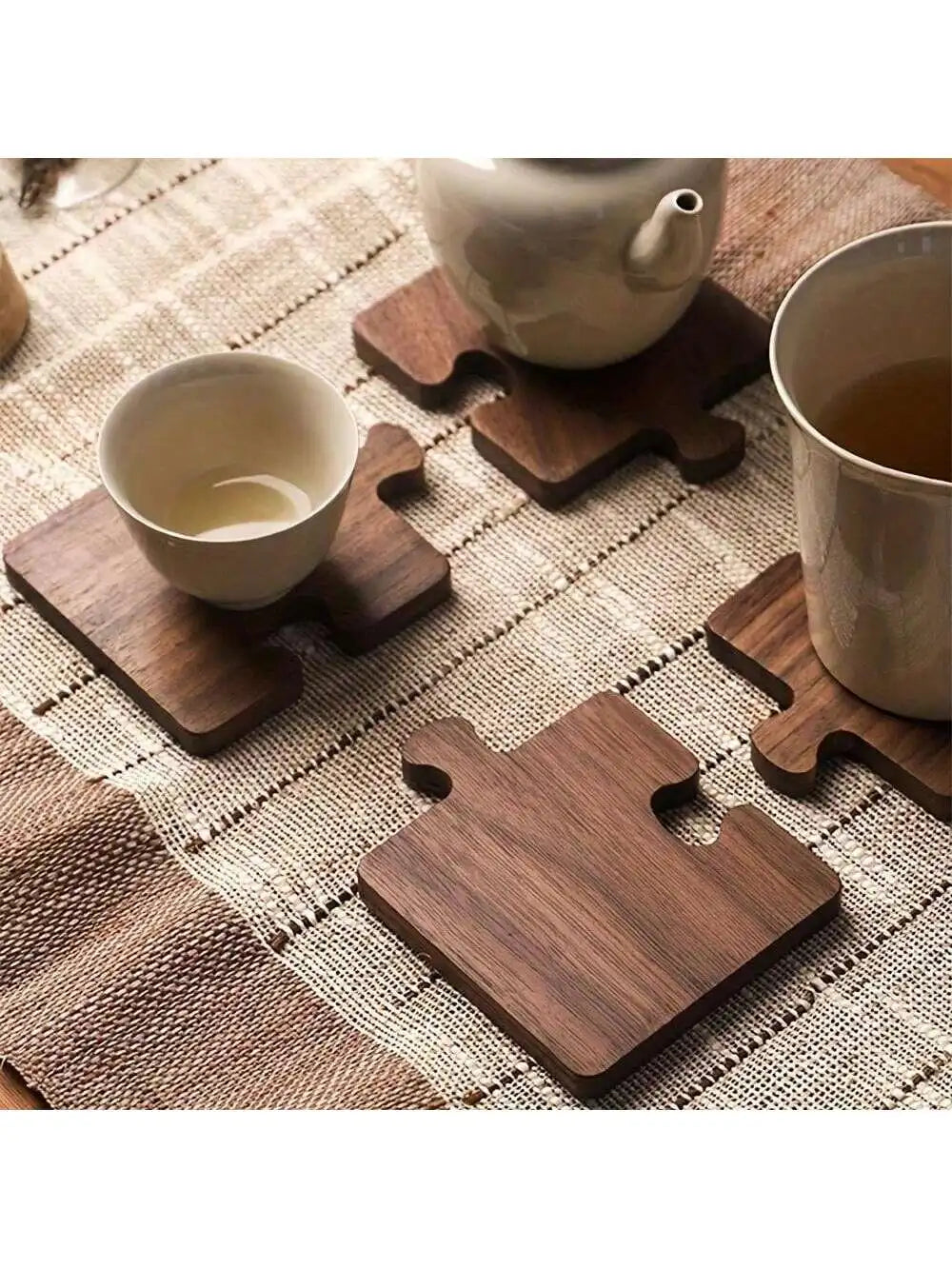 Wooden Puzzle Shaped Coaster Solid Wood Insulation Pad Suitable Qme
