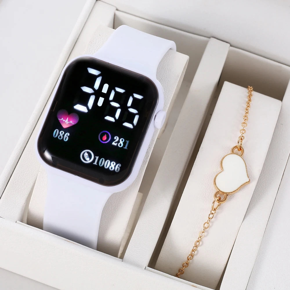 Love oriented LED electronic watch, fashionable and casual square outdoor waterproof electronic watch Qme 3