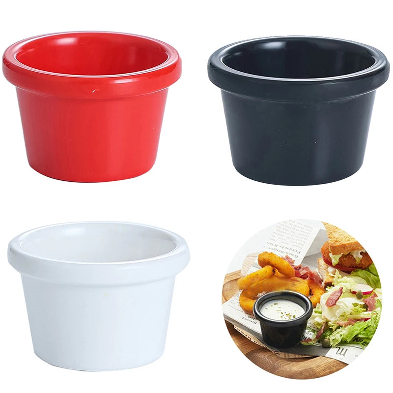 Sauce Bowl Gravy Boats Round Glossy Melamine Black Mini Dipping Cup Qme
