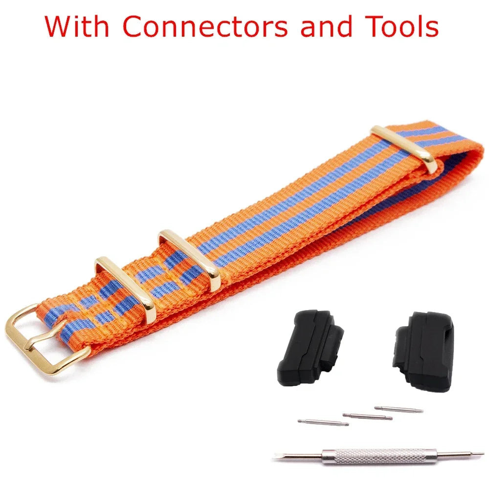 Nylon Watch Strap for Casio G-Shock GA100 GA120 GA110 GA400 Men Women Gold Buckle Replacement Watchband Bracelet Qme 3Orange 2Blue 22mm