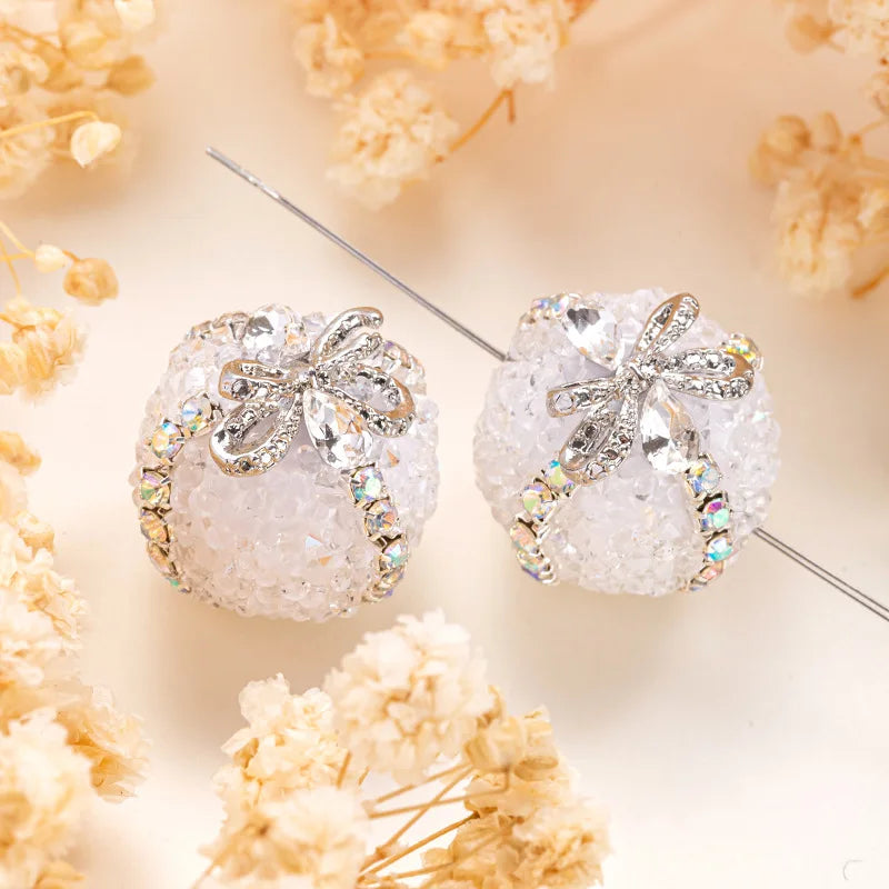 1PCS 16mm Rhinestone Ball Beads Moon Star Flower Loose Spacer Beads for Jewelry Making DIY Craft Supplies Christmas Decoration Qme 6