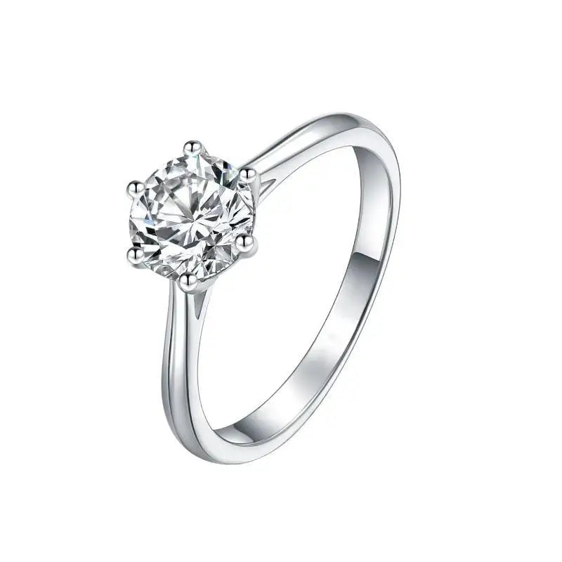 Six-Claw Round Cut Diamond Ring, Minimalist Promise Ring For Women's Daily Wear Qme