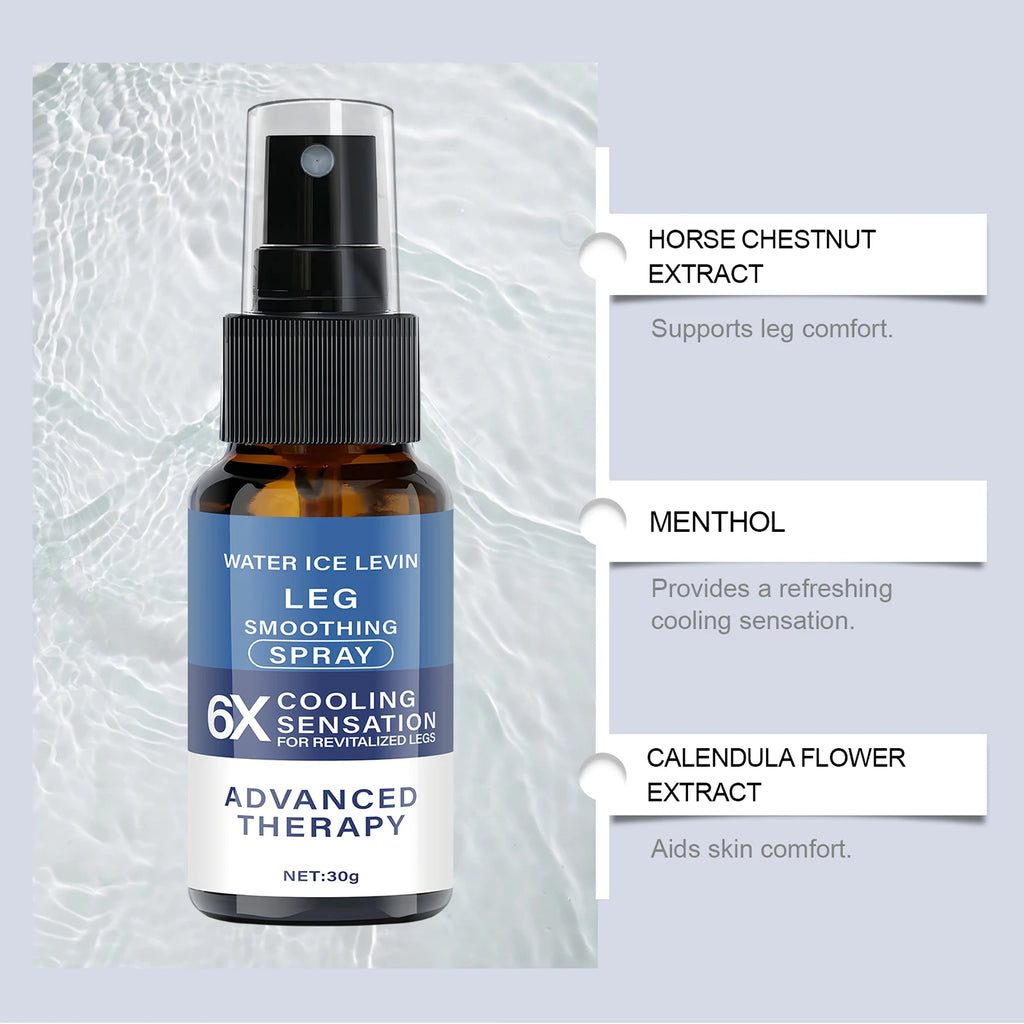 Leg Smoothing Spray - 6X Cooling Effect with Hesperidin & Menthol for Revitalized, Smooth Skin Qme
