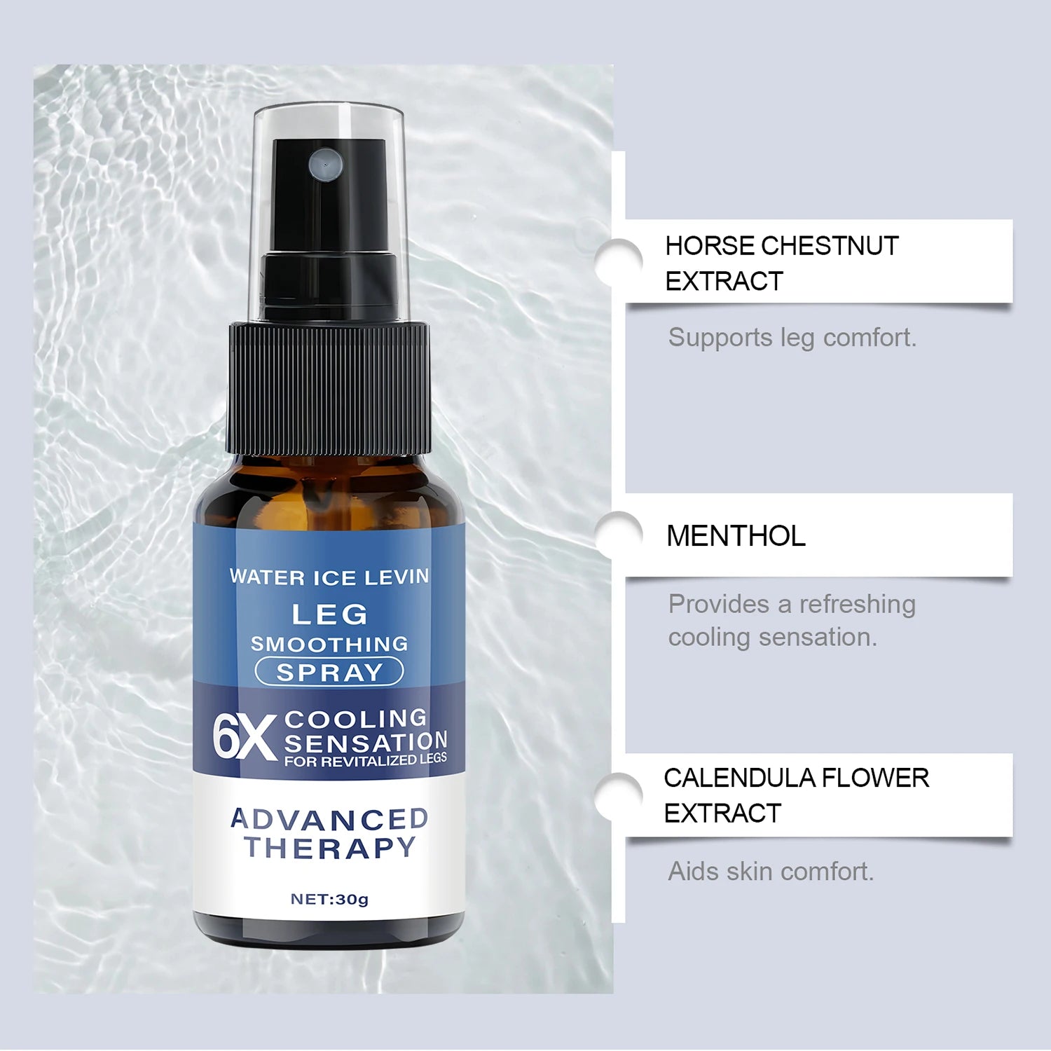 Leg Smoothing Spray - 6X Cooling Effect with Hesperidin & Menthol for Revitalized, Smooth Skin Qme