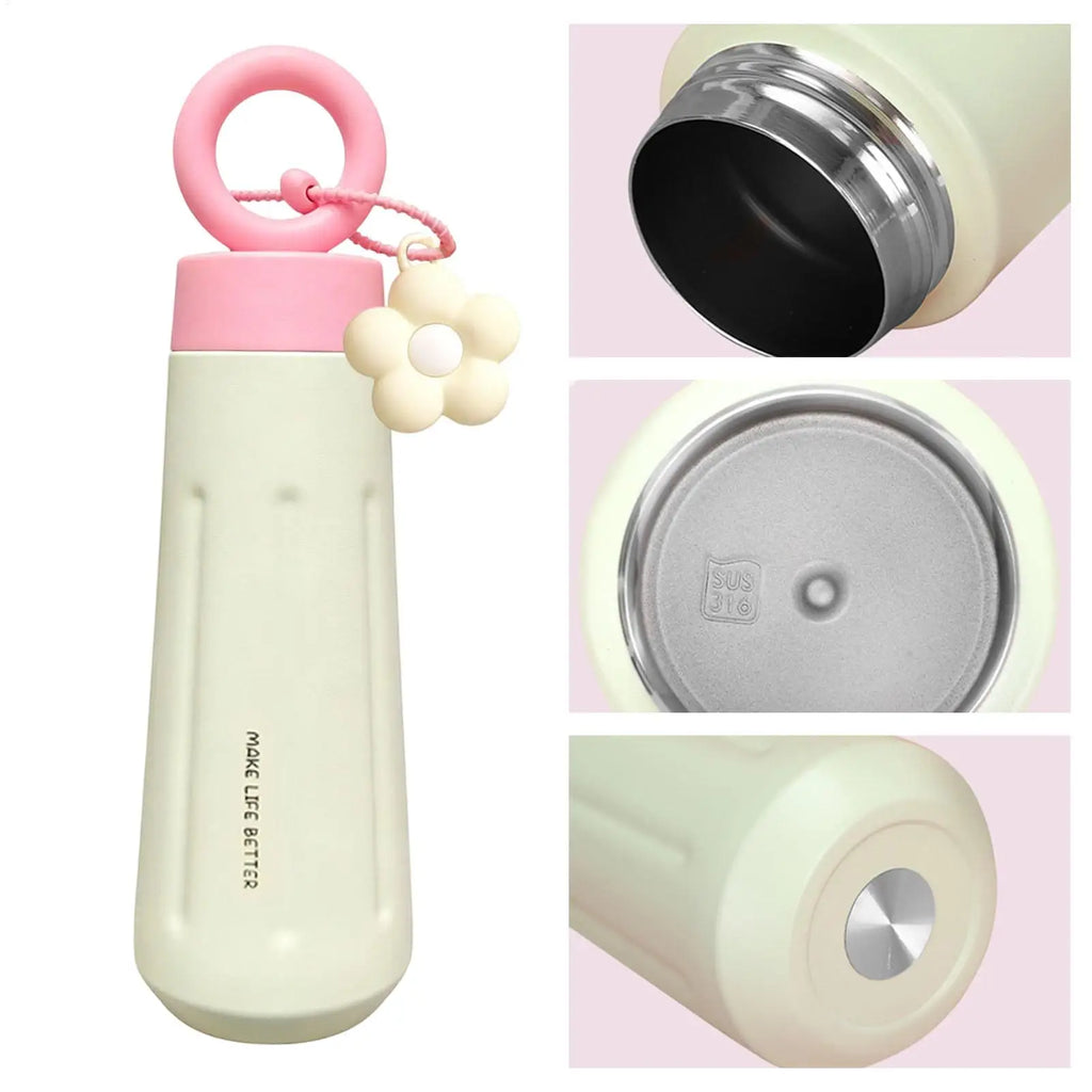Metal Water Bottle Leakproof Stainless Steel Tumbler Cute Coffee Cup Qme
