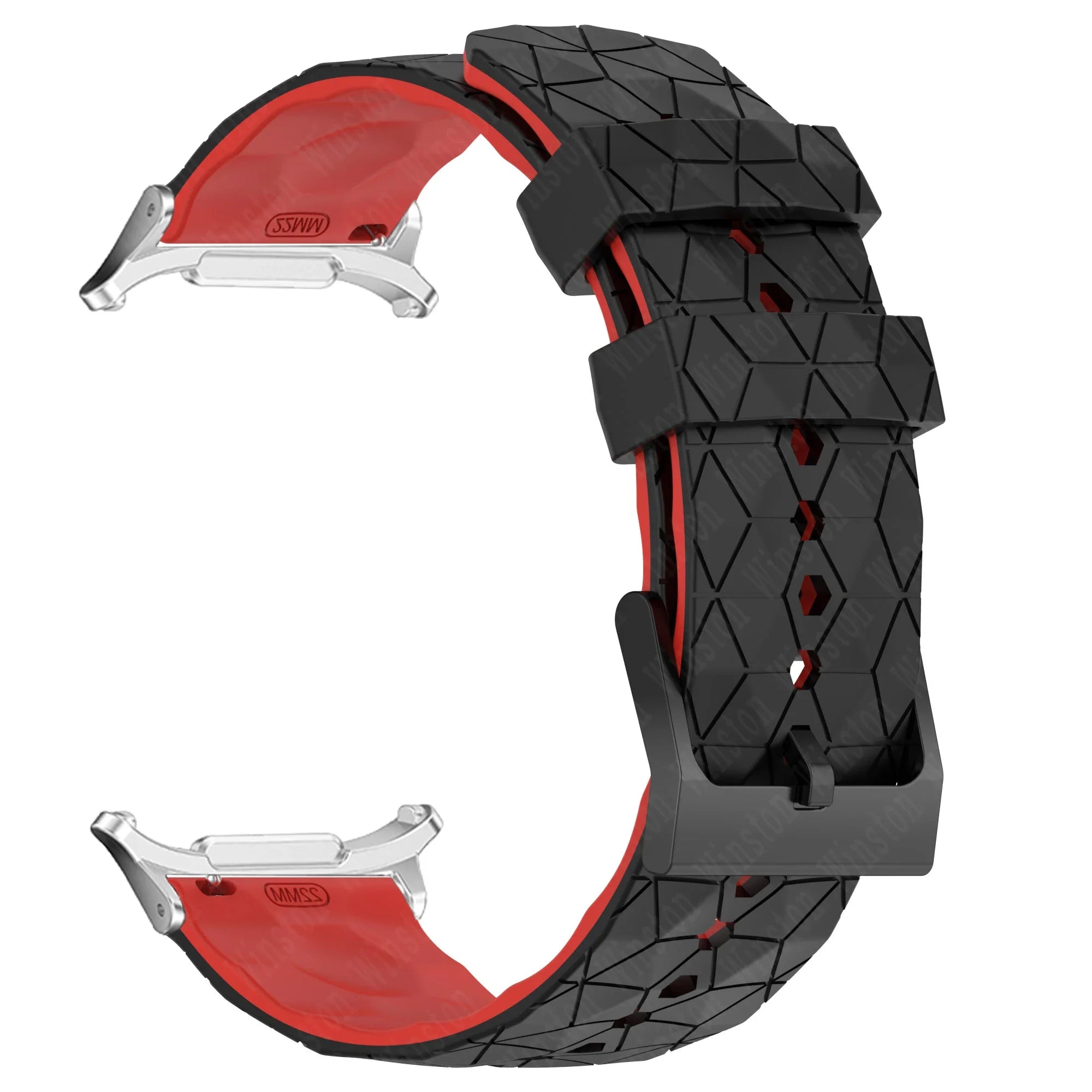 Sports Silicone Strap for Samsung Galaxy Watch 7 Ultra 47mm Soft Watchband Quick Fit Bracelet for Galaxy Watch 7 Ultra Wristband Qme Black Red-S Galaxy Watch 7 Ultra