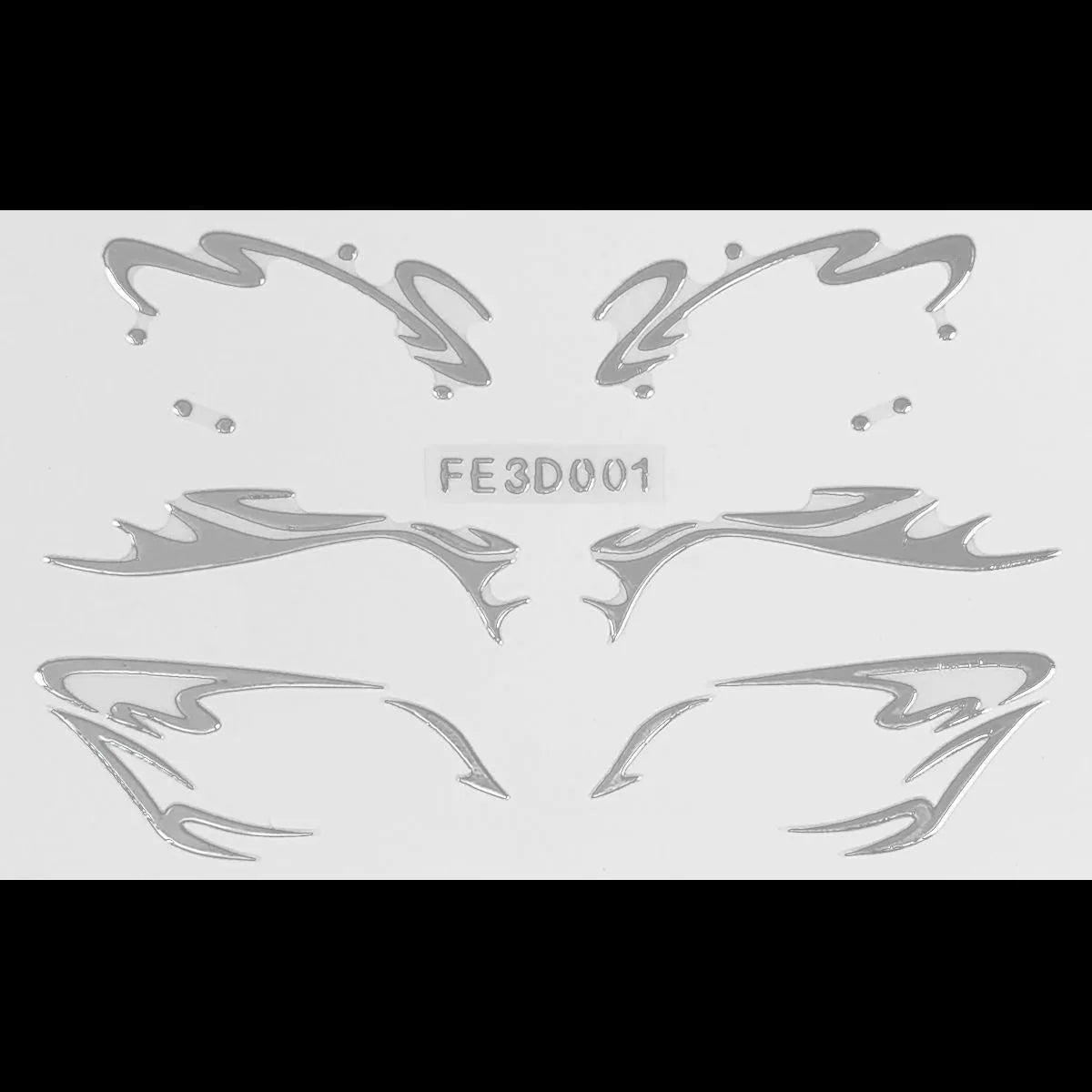 3D Metallic Punk Silver Eye Shadow Stickers Metal Eyeliner Decals Self-adhesive Futuristic Festival Party Eye Makeup Stickers Qme FE3D001
