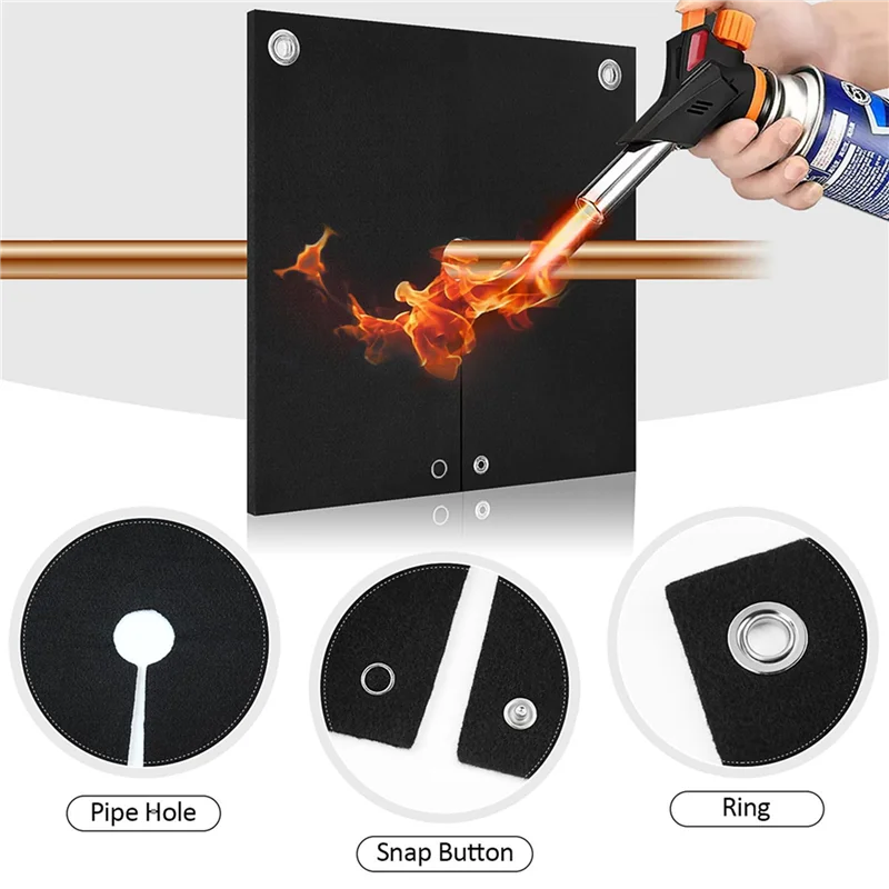 A02F-2X Welding Blanket Fireproof, Opening Shape Welding Mat,Heatresistant Solder Blanket Up To 1800°F,Flame Retardant Carbon Qme