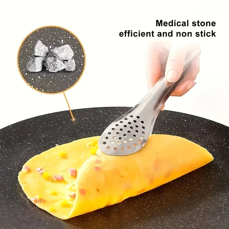 Non-stick Roasting Pan Cast Iron Double Handled Crepe Round Griddle Qme