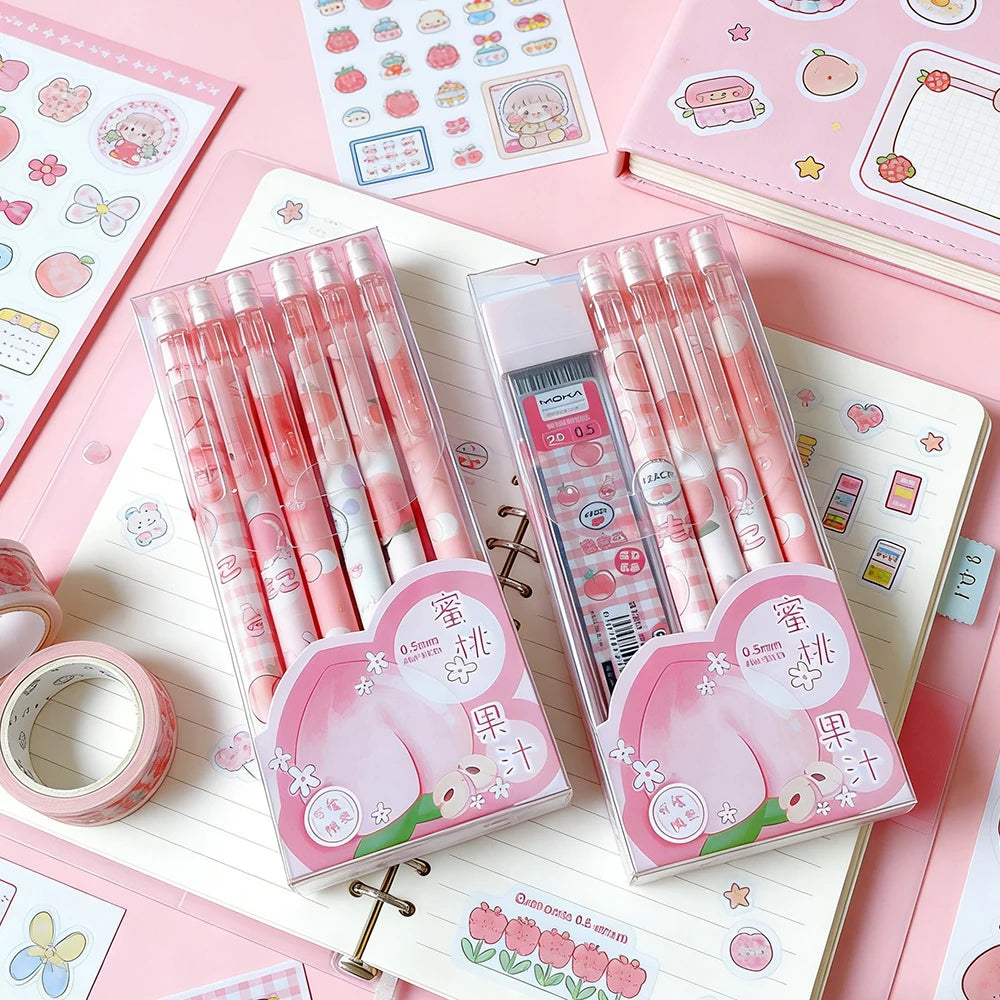 Kawaii Mechanical Pencil set 0.5/0.7mm 2B Refill Cute Cartoon Automatic Pencils School Office Supplies Child Gift Statione Qme