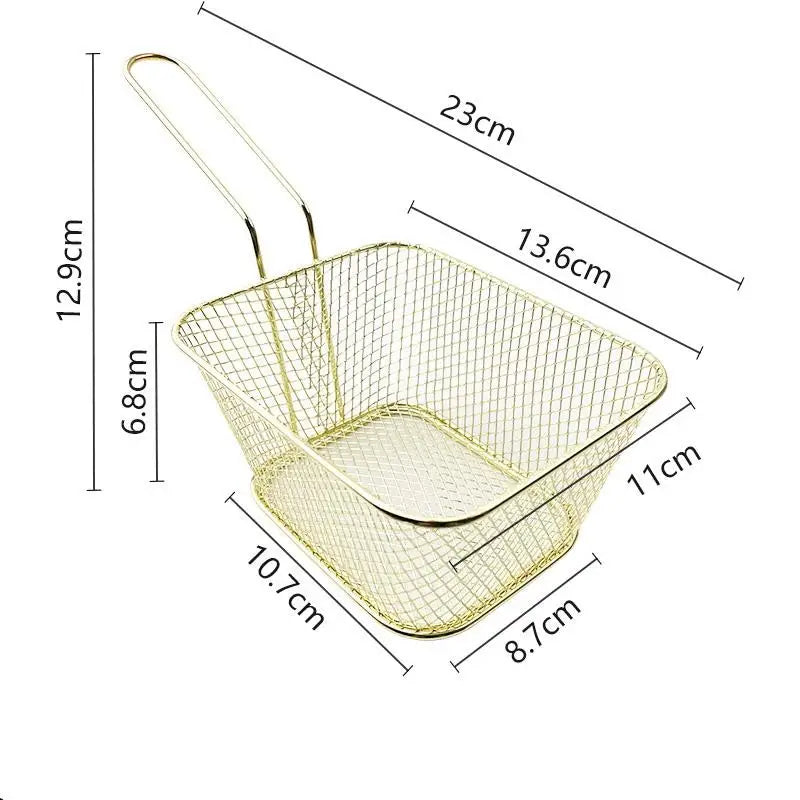 Fries Basket Portable Stainless Steel Chips Mini Frying Strainer Qme L1