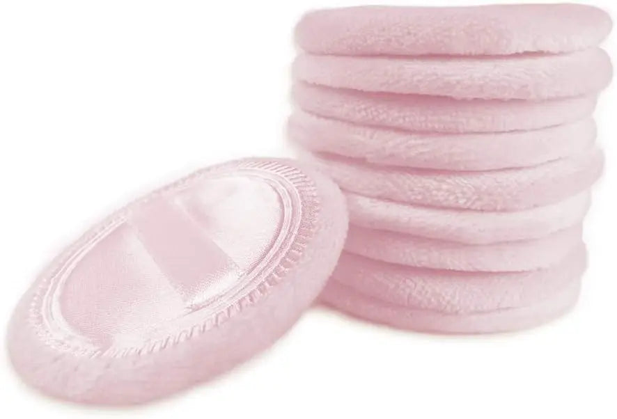 Powder Puff Cotton Cosmetic Makeup Puffs Pads Ribbon Face Loose Qme pink 5 PCS
