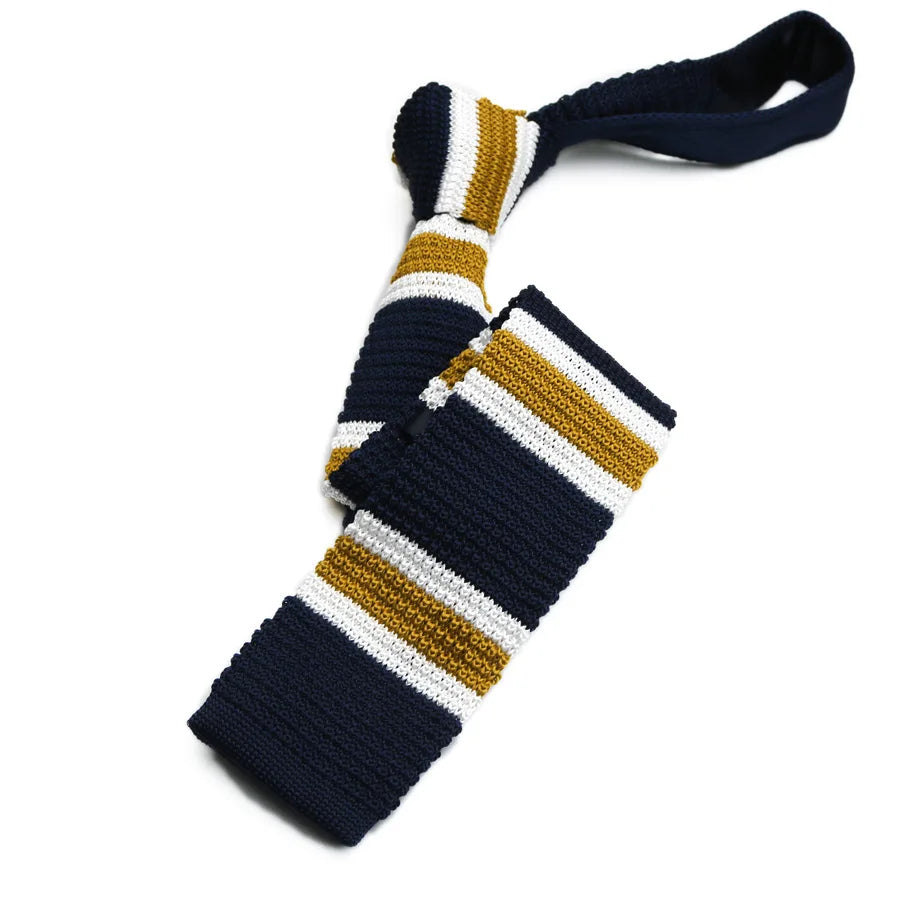 Striped Knitted Tie Casual and Fashionable Flat Head Tie 7CM Tie Colorful Personalized Trendy Manual Knot Tie Campus Style Qme 01