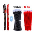 23 PCS Erasable Gel Pen Set Ballpoint Pens Rod 0.5mm Muti-Colors Ink Washable Handle Stationery School Office Writing Supplies Qme 23 Pcs Black Red