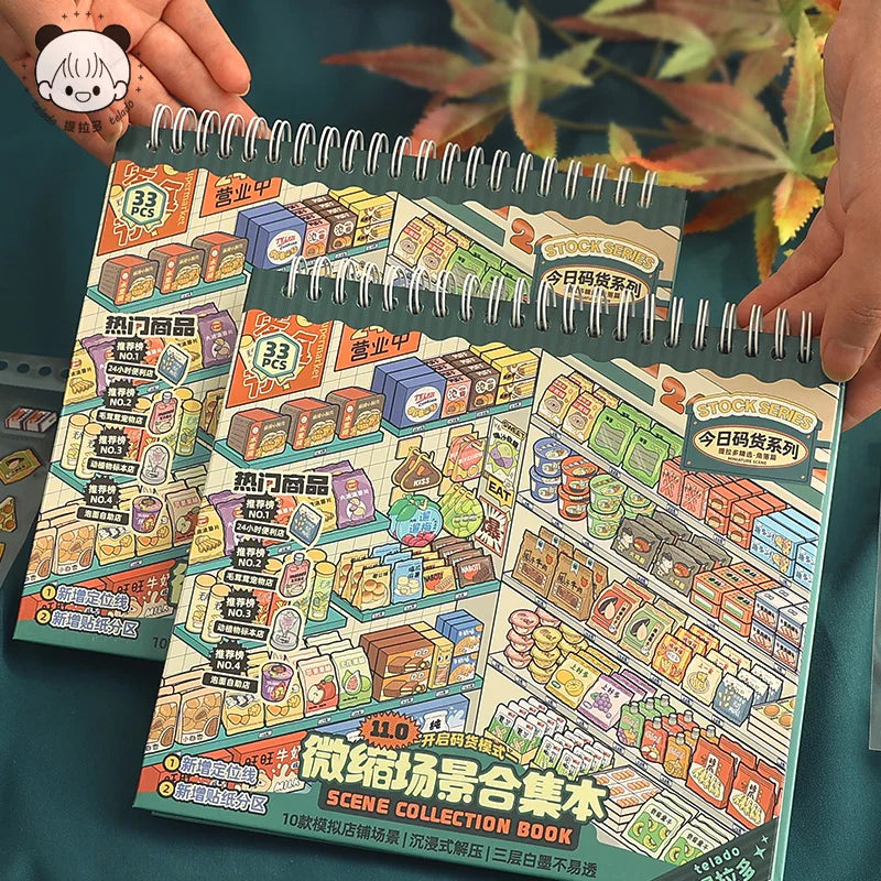 Cartoon Miniature Scene 32 pcs 3D Landscaping Stickers Book DIY Cabin Scene Stacking and Pasting Hand Account Kawaii Stationery Qme