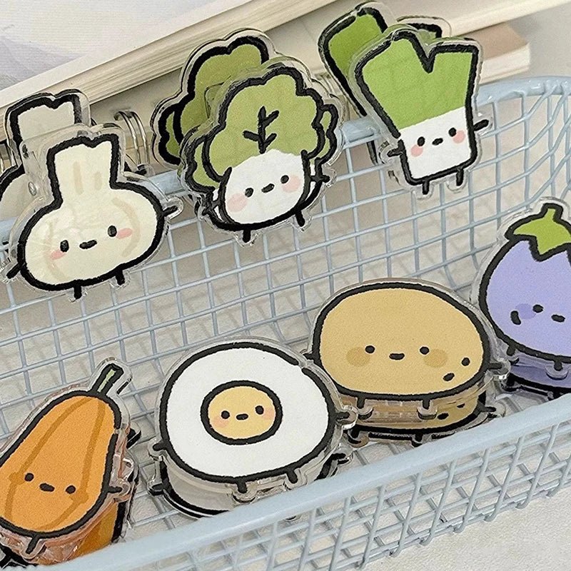 1pair Cute INS Animated Fruit Cartoon Sealing Clip Note Pp Decoration Qme