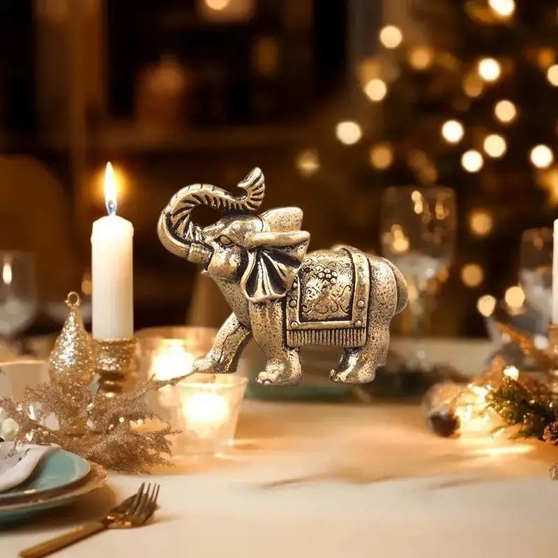 Bronze Animal Statue Copper Lucky Elephant Small Ornaments Brass Qme