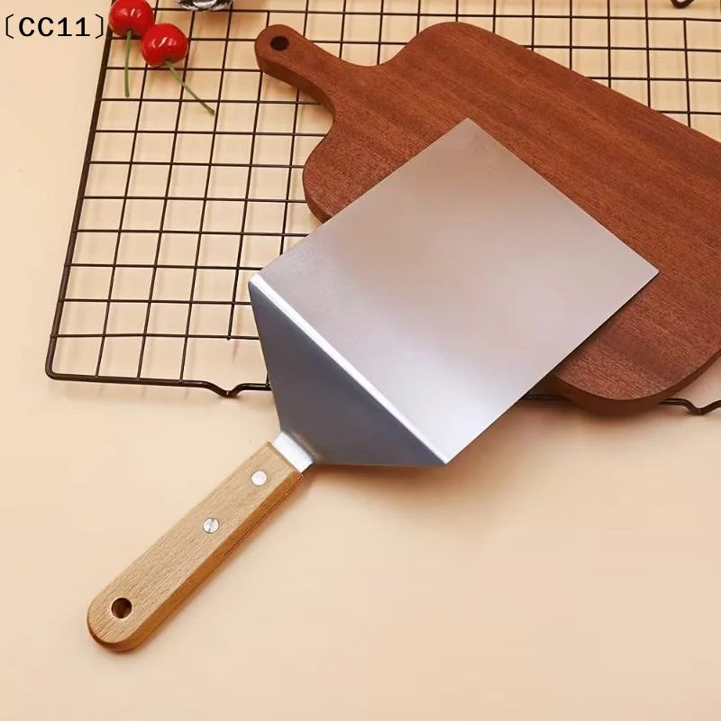 Stainless Steel Steak Spatula Non-stick Pancake Barbecue Tongs Wood Qme