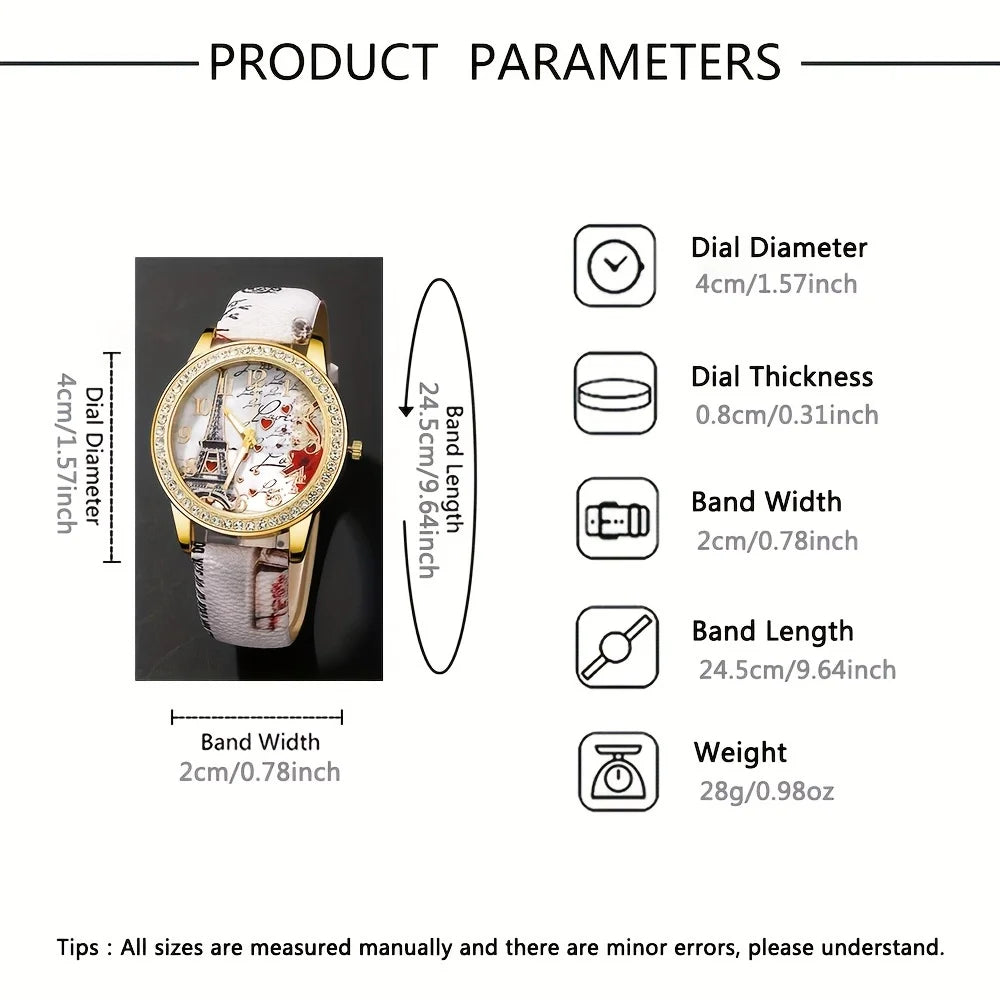 5 Pcs/set Women's Fashion Clock European and American Classic Retro Quartz Watch with Exquisite Fringe Bracelet Set Qme